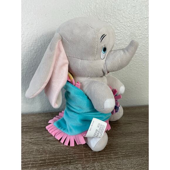 Disney Parks Babies Dumbo Plush Elephant 10" Blue Blanket Skirt Dress Authentic - Picture 7 of 10